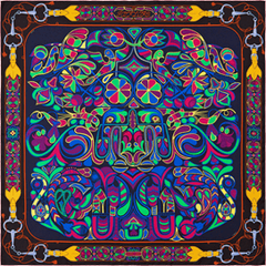 A variation of the Hermès scarf `Folklore` first edited in  by `Henri d'Origny`