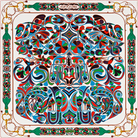 A variation of the Hermès scarf `Folklore` first edited in  by `Henri d'Origny`