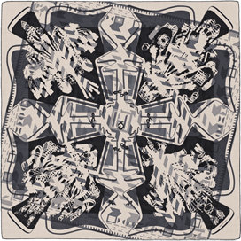 A variation of the Hermès scarf `Imprimeur Fou Le Fil Sellier` first edited in 2016 by `Imprimeur Fou`