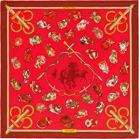 A variation of the Hermès scarf `Jockey` first edited in 2015 by `Philippe Ledoux`