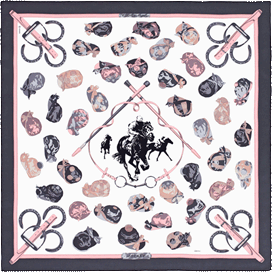 A variation of the Hermès scarf `Jockey` first edited in 2015 by `Philippe Ledoux`