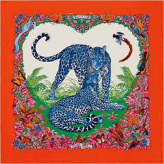 A variation of the Hermès scarf `Jungle Love` first edited in 2015 by `Robert Dallet`