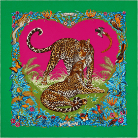 A variation of the Hermès scarf `Jungle Love` first edited in 2015 by `Robert Dallet`