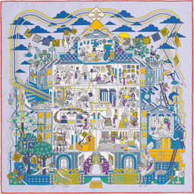 A variation of the Hermès scarf `La Maison des Carrés` first edited in 2014 by `Pierre Marie`