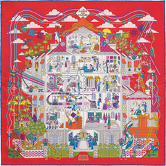 A variation of the Hermès scarf `La Maison des Carrés` first edited in 2014 by `Pierre Marie`