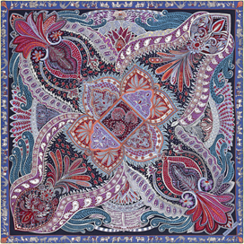 A variation of the Hermès scarf `Le Jardin de la Maharani` first edited in 2017 by `Annie Faivre`