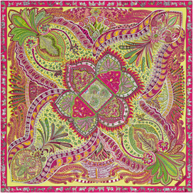A variation of the Hermès scarf `Le Jardin de la Maharani` first edited in 2017 by `Annie Faivre`