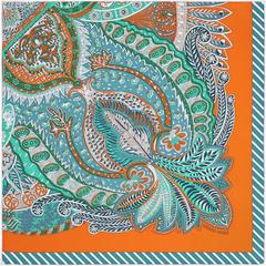 A variation of the Hermès scarf `Le Jardin de la Maharani Recadre` first edited in 2017 by `Annie Faivre`