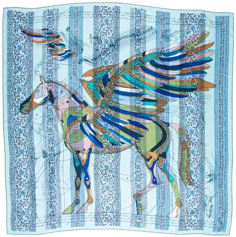 A variation of the Hermès scarf `Le Pegase d'Hermes au Bloc` first edited in 2017 by `Christian Renonciat`