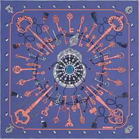 A variation of the Hermès scarf `Les Clefs` first edited in 2015 by `Caty Latham`