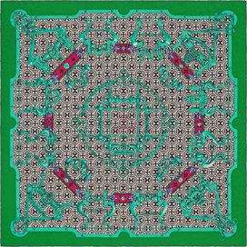 A variation of the Hermès scarf `Mors et Gourmettes Remix` first edited in 2014 by `Henri d'Origny`