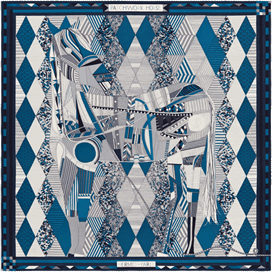 A variation of the Hermès scarf `Patchwork Horse` first edited in 2014 by `Nigel Peake`