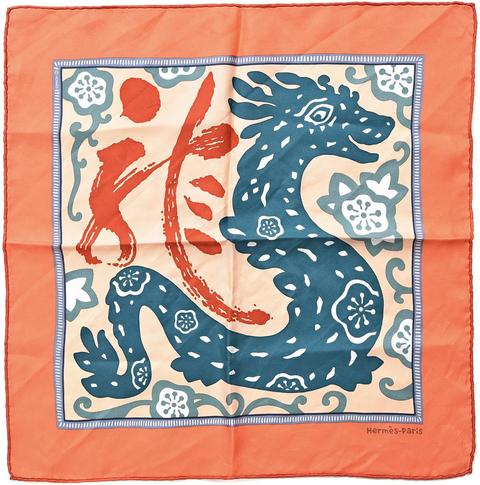 A variation of the Hermès scarf `L’année du dragon` first edited in 2012 by `Stéphany Devaux`