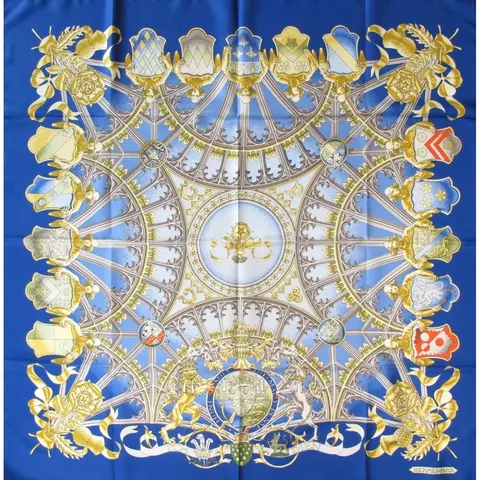 A variation of the Hermès scarf `Ich Dien` first edited in 1981 by `Vladimir Rybaltchenko`