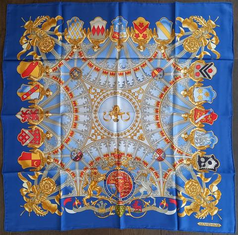 A variation of the Hermès scarf `Ich Dien` first edited in 1981 by `Vladimir Rybaltchenko`