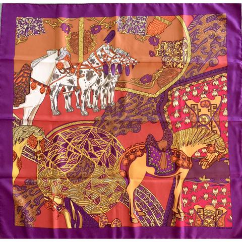 A variation of the Hermès scarf `Art des steppes II` first edited in 2001 by `Annie Faivre`