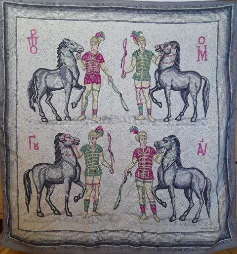 Hermès Les Auriges scarf in white by Hugo Grygkar, 1954