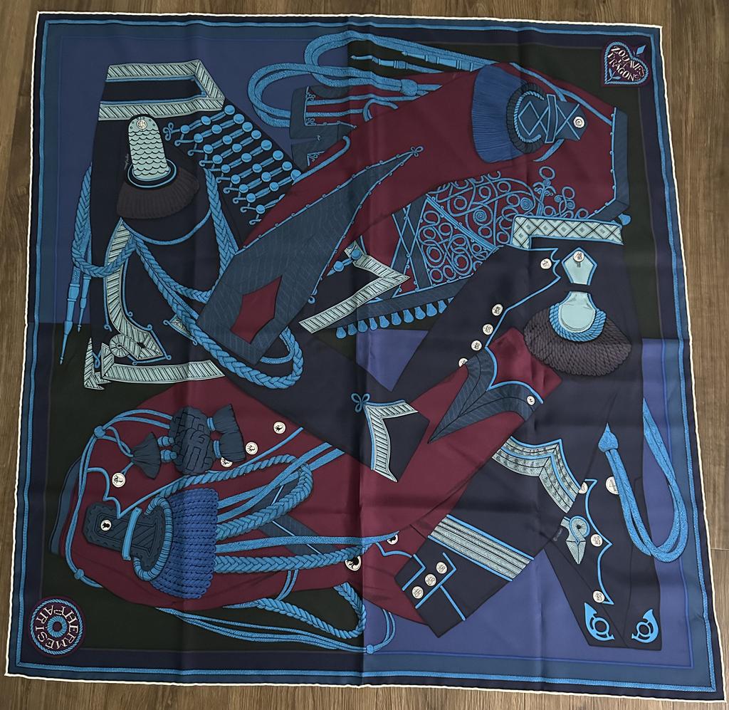 Zouaves et Dragons blue - Hermès Scarf Details | Scarf Sage