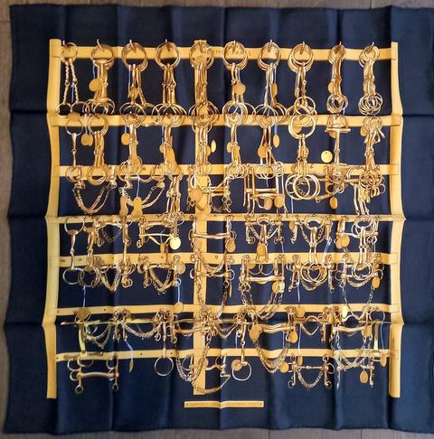 A variation of the Hermès scarf `Mors et filets Grand National` first edited in 1997 by `Marie-Françoise Héron`