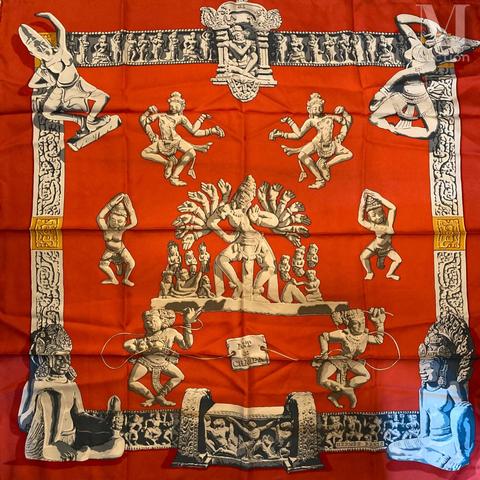 A variation of the Hermès scarf `Art du champa` first edited in 1995 by `Dimitri Rybaltchenko`