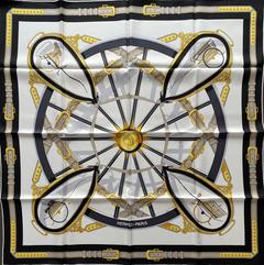 A variation of the Hermès scarf `En Roue Libre` first edited in 1978 by `Vladimir Rybaltchenko`