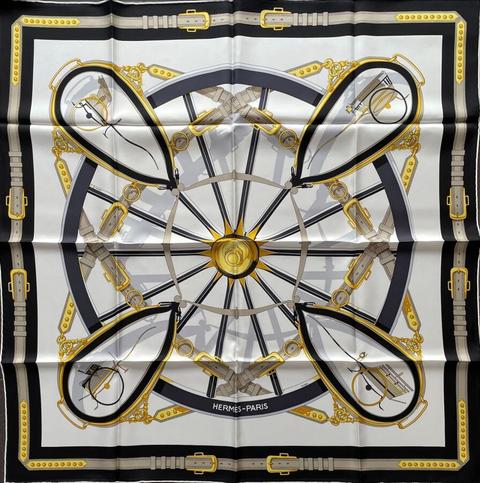 A variation of the Hermès scarf `En Roue Libre` first edited in 1978 by `Vladimir Rybaltchenko`