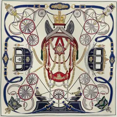 A variation of the Hermès scarf `Stately Wheels` first edited in  by `Stuart Patience`