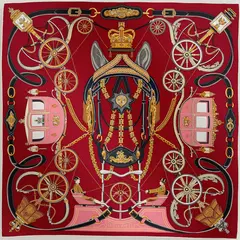 A variation of the Hermès scarf `Stately Wheels` first edited in  by `Stuart Patience`