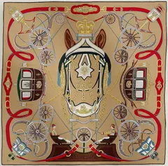 A variation of the Hermès scarf `Stately Wheels` first edited in  by `Stuart Patience`