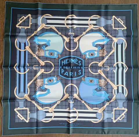 A variation of the Hermès scarf `Tatersale Queen’s 90th birthday` first edited in 2016 by `Henri d'Origny`
