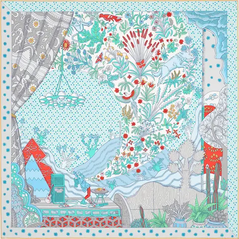 A variation of the Hermès scarf `Le Premier Chant` first edited in 2022 by `Edouard Baribeaud`, `Sophia Andreotti`