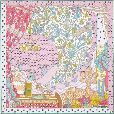 A variation of the Hermès scarf `Le Premier Chant` first edited in 2022 by `Edouard Baribeaud`, `Sophia Andreotti`