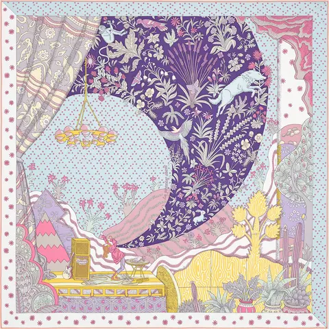A variation of the Hermès scarf `Le Premier Chant` first edited in 2022 by `Edouard Baribeaud`, `Sophia Andreotti`