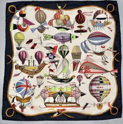 A variation of the Hermès scarf `Folies du ciel` first edited in  by `Loïc Dubigeon`