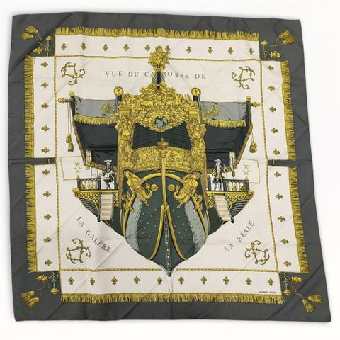 A variation of the Hermès scarf `Vue du Carrosse de la Galère la Réale` first edited in 1953 by `Hugo Grygkar`