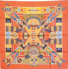 A variation of the Hermès scarf `L'art indien des plaines ` first edited in 2001 by `Sophie Koechlin`