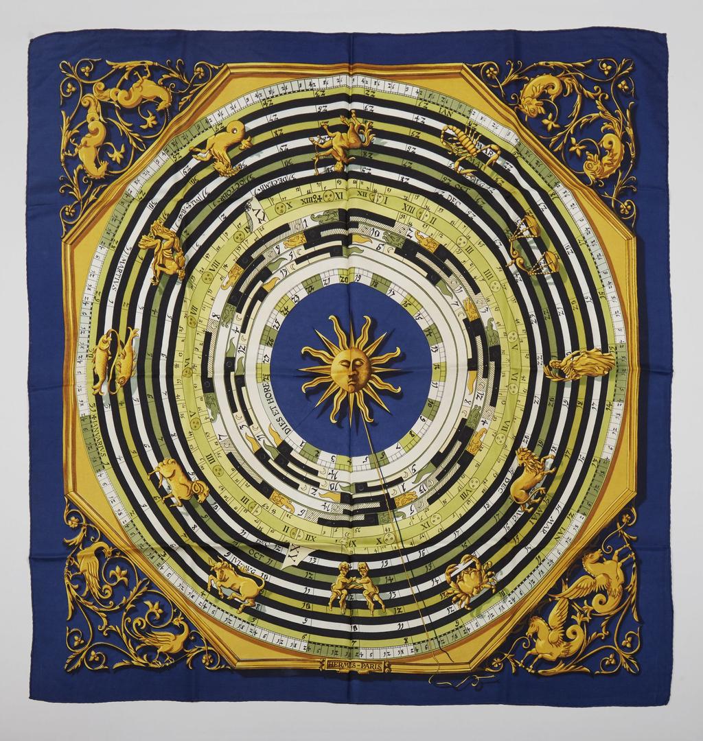 Astrologie Yellow Blue Hermès Scarf Details Scarf Sage