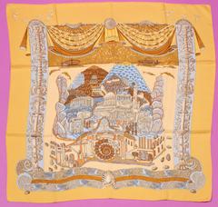Hermès L'Atlantide scarf in yellow by Annie Faivre, 1995