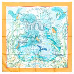 A variation of the Hermès scarf `Au bord de l'eau` first edited in 2005 by `Laurence Bourthoumieux`