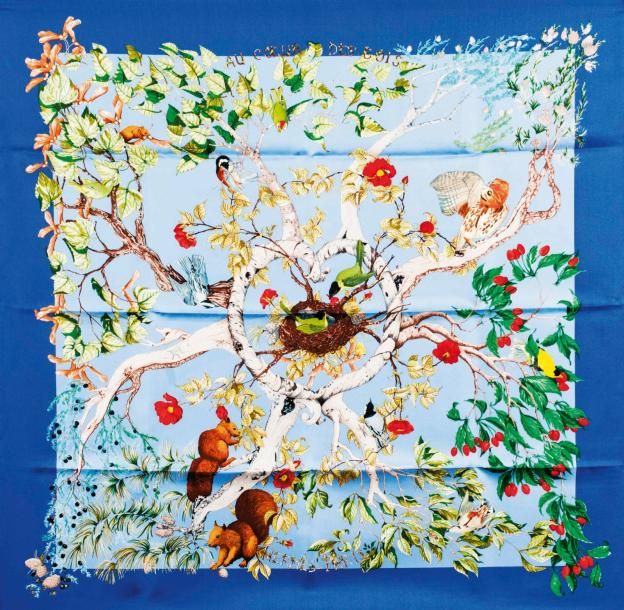 Au cœur des bois blue - Hermès Scarf Details | Scarf Sage