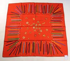 A variation of the Hermès scarf `À vos crayons` first edited in 2004 by `Leigh P. Cook`