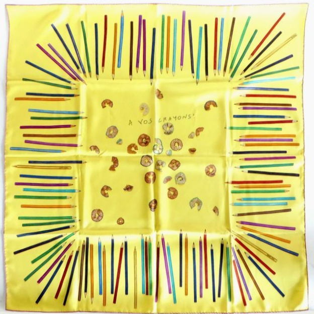 À vos crayons yellow - Hermès Scarf Details | Scarf Sage