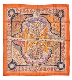A variation of the Hermès scarf `Aux portes du palais ` first edited in 2008 by `Christine Henry`