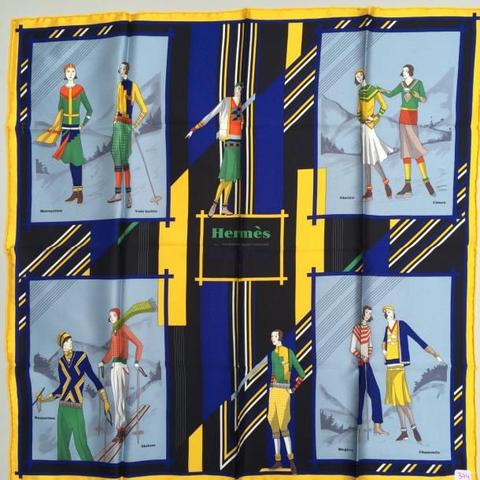 A variation of the Hermès scarf `Aux sports d'hiver ` first edited in 2013 by `Archives Hermès`