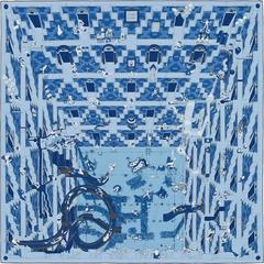 A variation of the Hermès scarf `Les bains d'hermès` first edited in 2017 by `Gattoni Ugo`