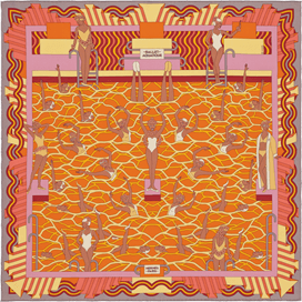 A variation of the Hermès scarf `Ballet aquatique` first edited in 2014 by `Pierre Marie`