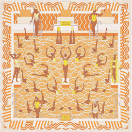 A variation of the Hermès scarf `Ballet aquatique` first edited in 2014 by `Pierre Marie`