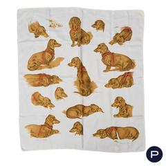 Hermès Bassets scarf in white by Xavier de Poret, 1956