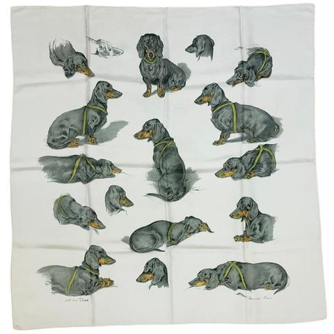 A variation of the Hermès scarf `Bassets` first edited in 1956 by `Xavier de Poret`
