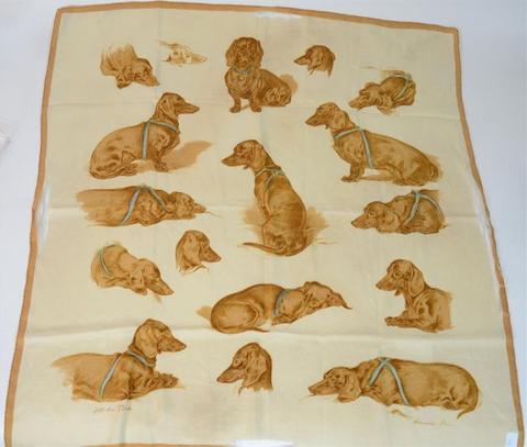 A variation of the Hermès scarf `Bassets (bordure)` first edited in 1956 by `Xavier de Poret`